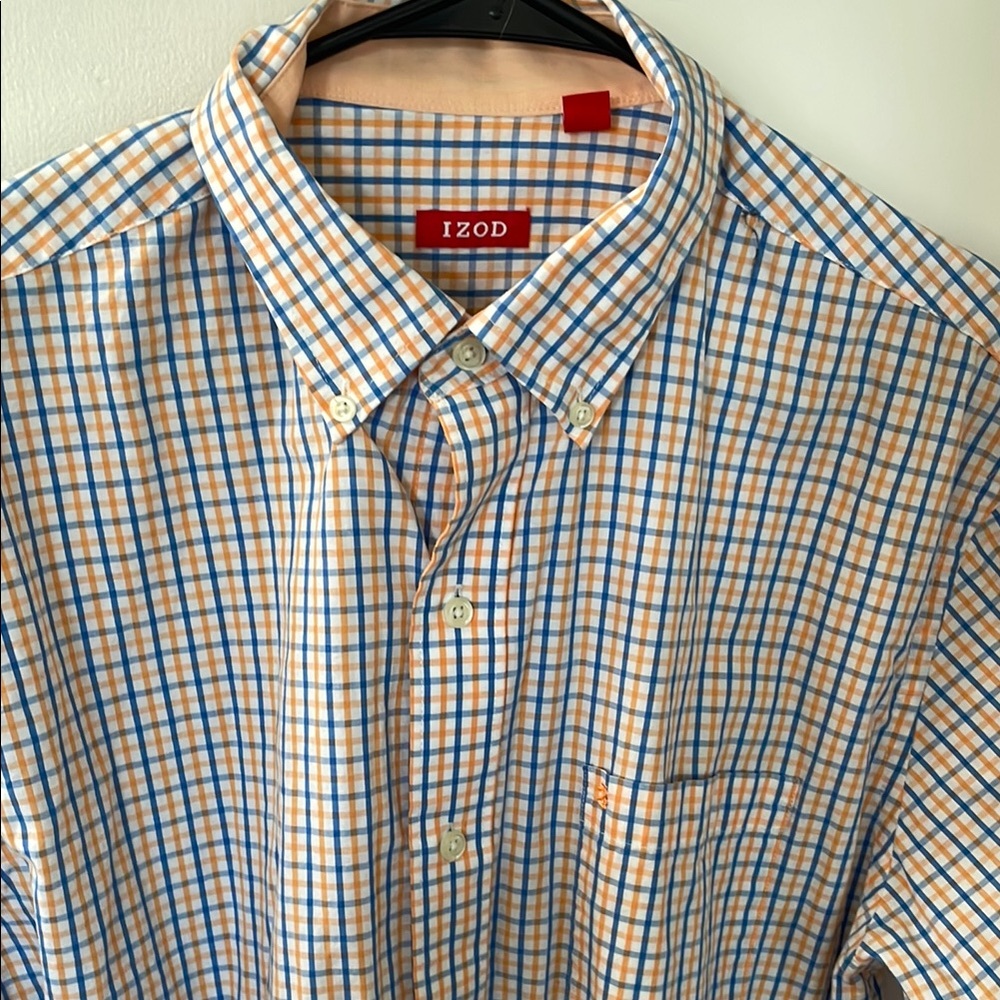 IZOD Men's Checkered Shirt - Blue and Orange